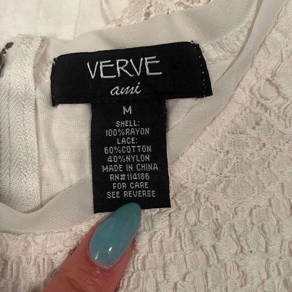 Verve Ami White Short Sleeve Lace Overlay Top - Picture 7 of 7